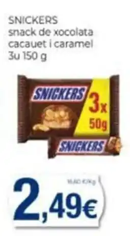 Supermercats Jespac Snickers snack de xocolata cacauet i caramel oferta