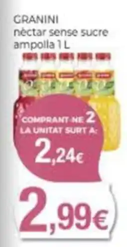 Supermercats Jespac Granini nèctar sense sucre oferta