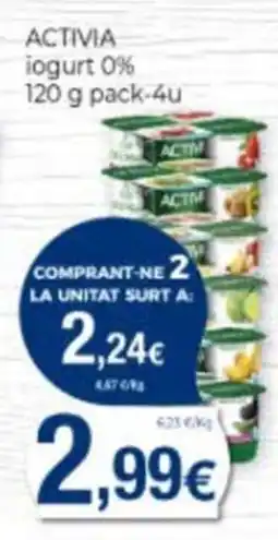 Supermercats Jespac Activia iogurt 0% oferta