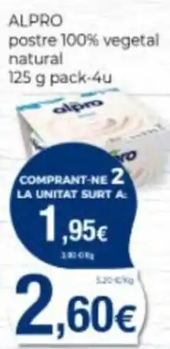 Supermercats Jespac Alpro postre 100% vegetal natural oferta
