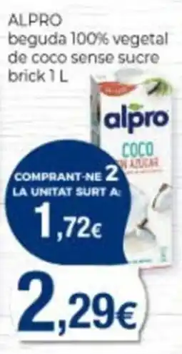 Supermercats Jespac alpro beguda 100% vegetal de coco sense sucre oferta