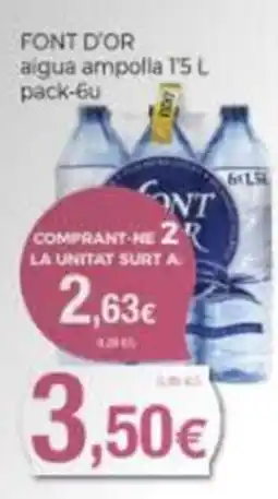 Supermercats Jespac Font d'or aigua ampolla 1,5 L oferta