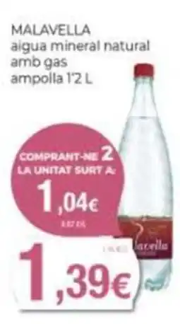 Supermercats Jespac Malavella aigua mineral natural amb gas oferta