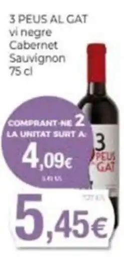 Supermercats Jespac 3 Peus Al Gat vi negre Cabernet Sauvignon oferta