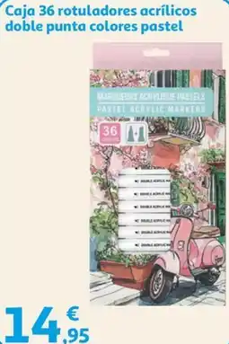 Alcampo Caja 36 rotuladores acrílicos doble punta colores pastel oferta