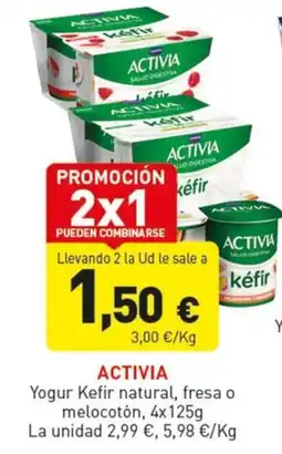 Hiperber Activia yogur kefir natural fresa o melocotón oferta