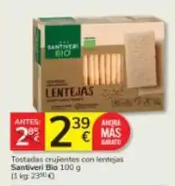 Consum Santiveri - tostadas crujientes con lentejas oferta