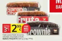 Consum Mas - cake precortado brownie, naranja-chocolate o fruta ballara oferta