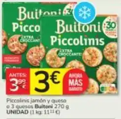 Consum Buitoni - piccolinis jamon y queso o 3 quesos oferta