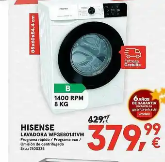 Worten Hisense Lavadora Wfge80141vm oferta