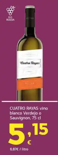 HiperDino Cuatro Rayas vino blanco Verdejo o Sauvignon oferta