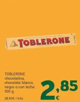HiperDino Toblerone chocolatina, chocolate blanco, negro o con leche oferta
