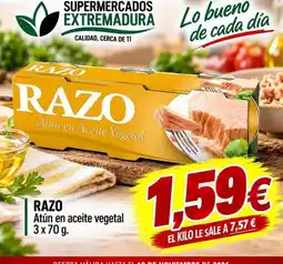 Supermercados Extremadura Razo - atún en aceite vegetal oferta