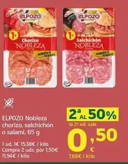 HiperDino Elpozo - nobleza chorizo salchichon o salami oferta