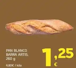 HiperDino Pan blanco barra artis oferta