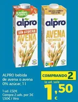 HiperDino Alpro - bebida de avena o avena 0% azucar oferta