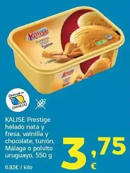 HiperDino Kalise - prestige helado nata y fresa, vainilla y chocolate, turron, malaga o polvito uruguayo oferta