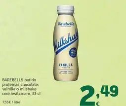 HiperDino Barebells - batido proteinas chocolate, vainilla o milshake cookies&cream oferta