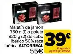 Carrefour Maletín de jamón o paleta de cebo ibérico 50% raza ibérica oferta