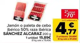 Carrefour Market Sánchez alcaraz - jamón o paleta de cebo ibérico 50% raza ibérica oferta