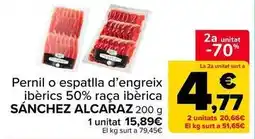 Carrefour Market Sánchez alcaraz - pernil o espatlla d'engreix iberics 50% raça iberica oferta