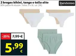 Alcampo Inextenso 2 bragas bikini, tanga o talle alto oferta