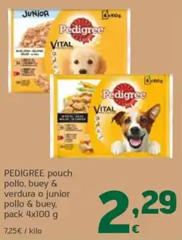 HiperDino Pedigree pouch pollo, buey & verdura o junior pollo & buey oferta