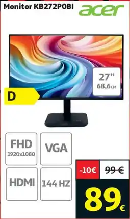 Alcampo Acer monitor kb272pobi oferta