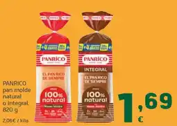 HiperDino Panrico pan molde natural o integral oferta