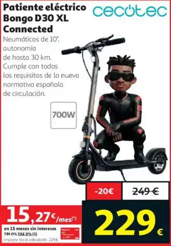 Cecotec patinete electrico bongo d30 xl connected