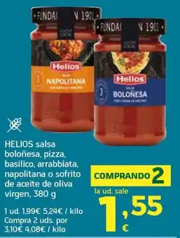 HiperDino Helios salsa boloñesa, pizza, basilico, arrabbiata, napolitana o sofrito oferta