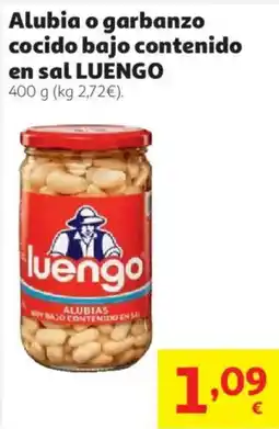 Alcampo luengo alubia o garbanzo cocido bajo contenido en sal oferta