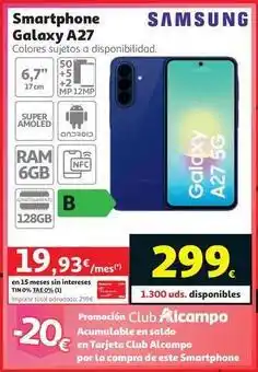 Alcampo Samsung - galaxy a27 oferta