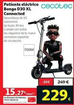 Alcampo Cecotec - patiente eléctrico bongo d30 xl connected oferta