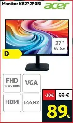 Alcampo Acer - monitor kb272p0bi oferta