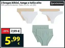 Alcampo Inextenso - 2 bragas bikini, tanga o talle alto oferta