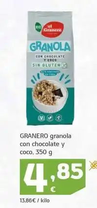 HiperDino El granero - granola con chocolate y coco oferta