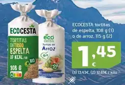 HiperDino Ecocesta - tortitas de espelta o de arroz oferta