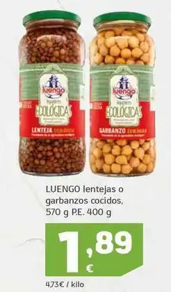 HiperDino Luengo - lentejas o garbanzos cocidos oferta