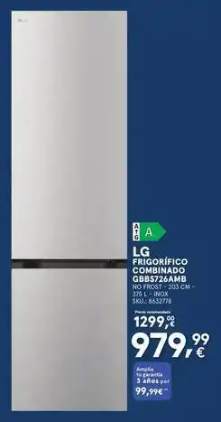 Worten Lg - frigorífico combinado gbb572gamb oferta