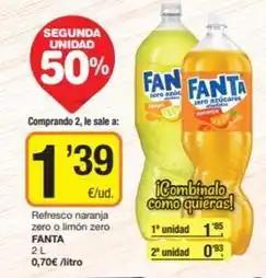 Economy Cash Fanta - refresco naranja zero o limon zero oferta
