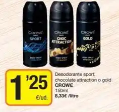 Economy Cash Crowe - desodorante sport, chocolate attraction o gold oferta