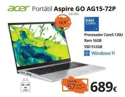 Ecomputer Acer - portatil aspire go ag15-72p oferta