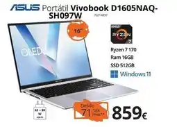 Ecomputer Asus - portátil vivobook d1605naq- shd97w oferta