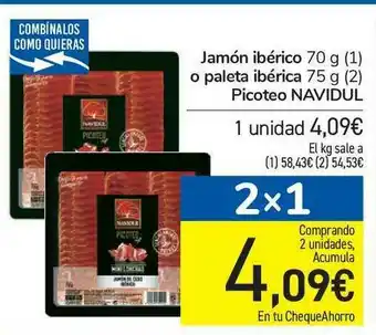 Carrefour Jamón Ibérico O Paleta Ibérica Picoteo Navidul oferta