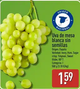 ALDI Uva de mesa blanca sin semillas oferta