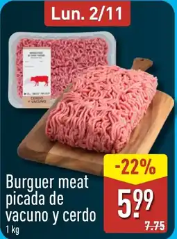 ALDI Burguer meat picada de vacuno y cerdo oferta