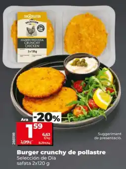 Dia Burger crunchy de pollastre oferta