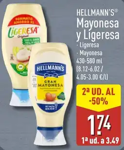 ALDI Hellmann's mayonesa y ligeresa oferta