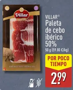 ALDI Villar paleta de cebo ibérico 50% oferta